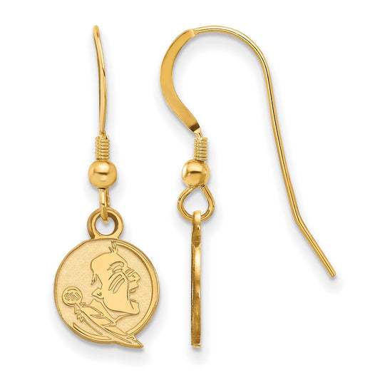 Gold Plated Sterling Silver Logoart Florida State University Seminole Extra Small Dangle Wire Earrings