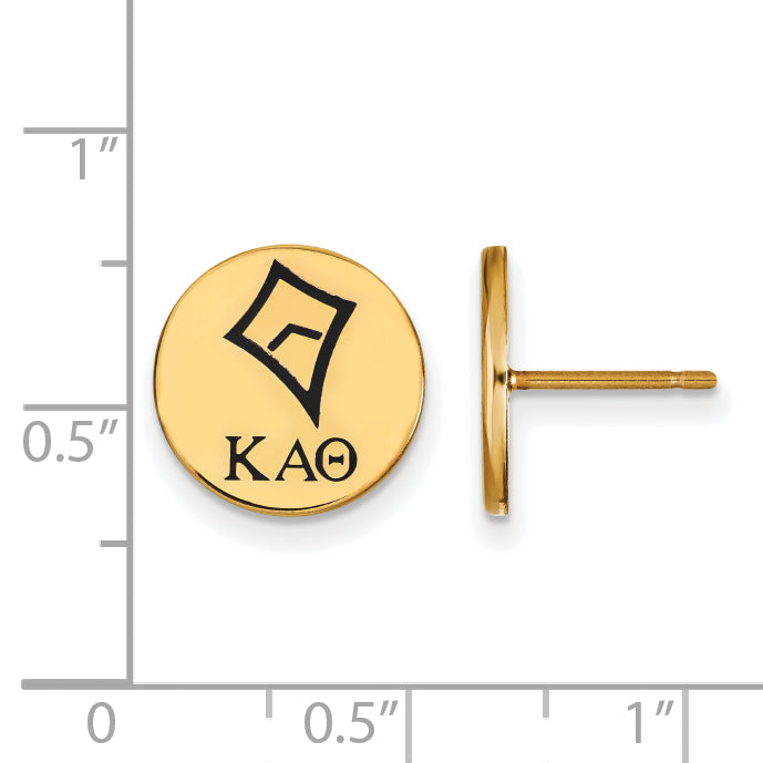 Gold Plated Sterling Silver Logoart Kappa Alpha Theta Sorority Symbol Color Enamel Post Earrings