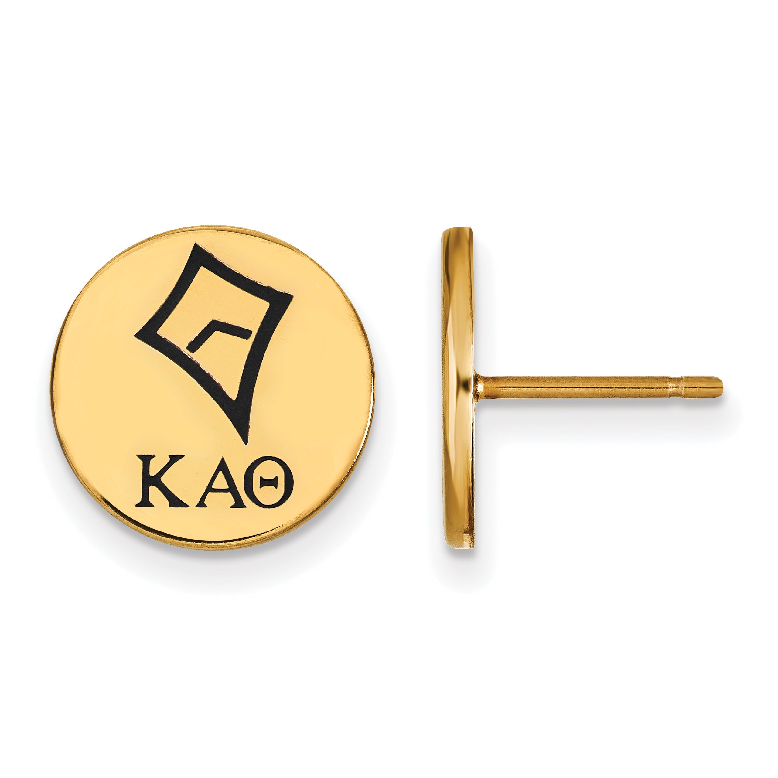Gold Plated Sterling Silver Logoart Kappa Alpha Theta Sorority Symbol Color Enamel Post Earrings