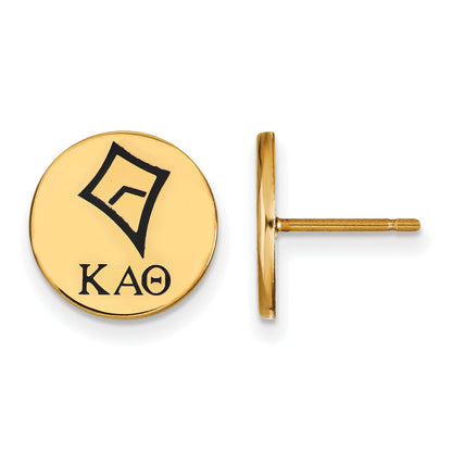 Gold Plated Sterling Silver Logoart Kappa Alpha Theta Sorority Symbol Color Enamel Post Earrings