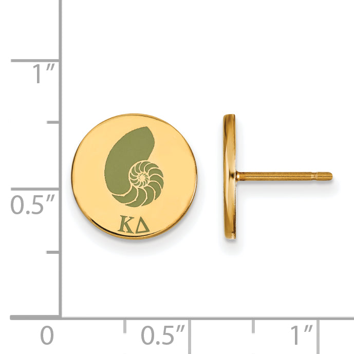 Gold Plated Sterling Silver Logoart Kappa Delta Sorority Symbol Color Enamel Post Earrings