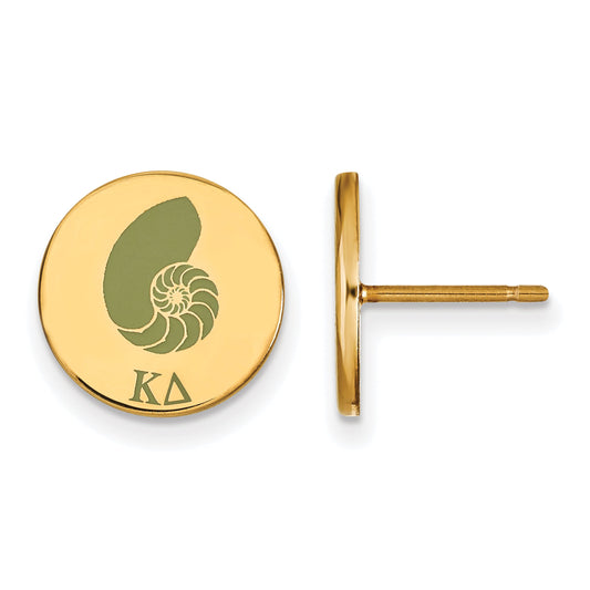 Gold Plated Sterling Silver Logoart Kappa Delta Sorority Symbol Color Enamel Post Earrings