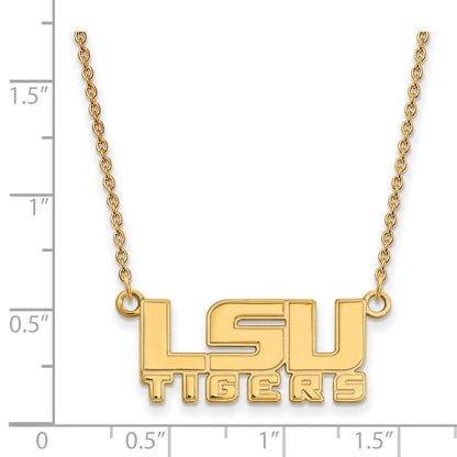 Gold Plated Sterling Silver Logoart Louisiana State University L S U Tigers Small Pendant 18 Inch Necklace