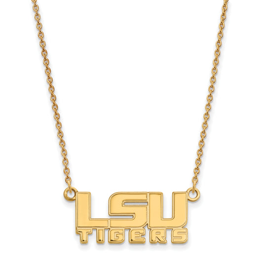 14K Yellow Gold Logoart Louisiana State University L S U Tigers Small Pendant 18 Inch Necklace