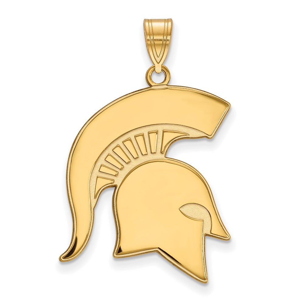 Gold Plated Sterling Silver Logoart Michigan State University Spartan Extra Large Pendant