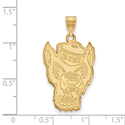 Gold Plated Sterling Silver Logoart North Carolina State University Wolf Extra Large Pendant
