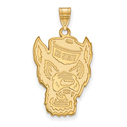 14K Yellow Gold Logoart North Carolina State University Wolf Extra Large Pendant
