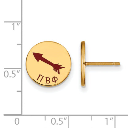 Gold Plated Sterling Silver Logoart Pi Beta Phi Sorority Symbol Color Enamel Post Earrings