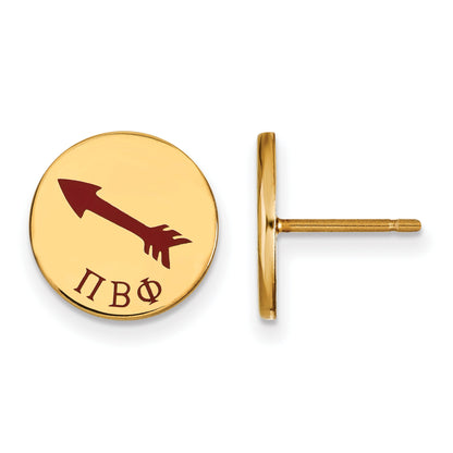 Gold Plated Sterling Silver Logoart Pi Beta Phi Sorority Symbol Color Enamel Post Earrings
