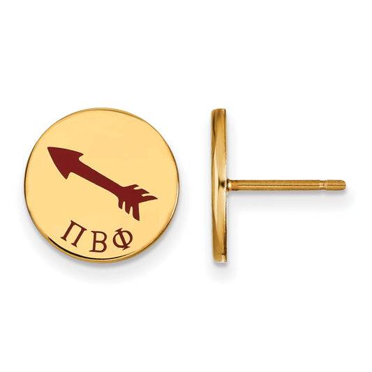 Gold Plated Sterling Silver Logoart Pi Beta Phi Sorority Symbol Color Enamel Post Earrings