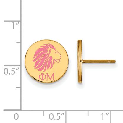 Gold Plated Sterling Silver Logoart Phi Mu Sorority Symbol Color Enamel Post Earrings