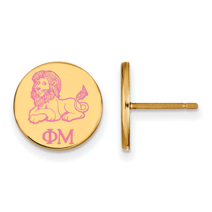 Gold Plated Sterling Silver Logoart Phi Mu Sorority Symbol Color Enamel Post Earrings