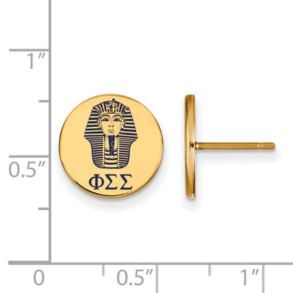 Gold Plated Sterling Silver Logoart Phi Sigma Sorority Symbol Color Enamel Post Earrings