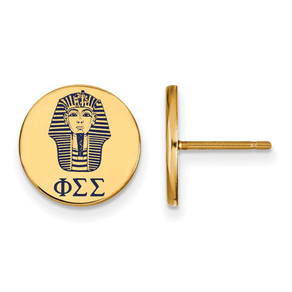 Gold Plated Sterling Silver Logoart Phi Sigma Sorority Symbol Color Enamel Post Earrings