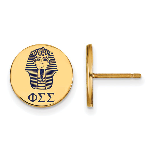 Gold Plated Sterling Silver Logoart Phi Sigma Sorority Symbol Color Enamel Post Earrings