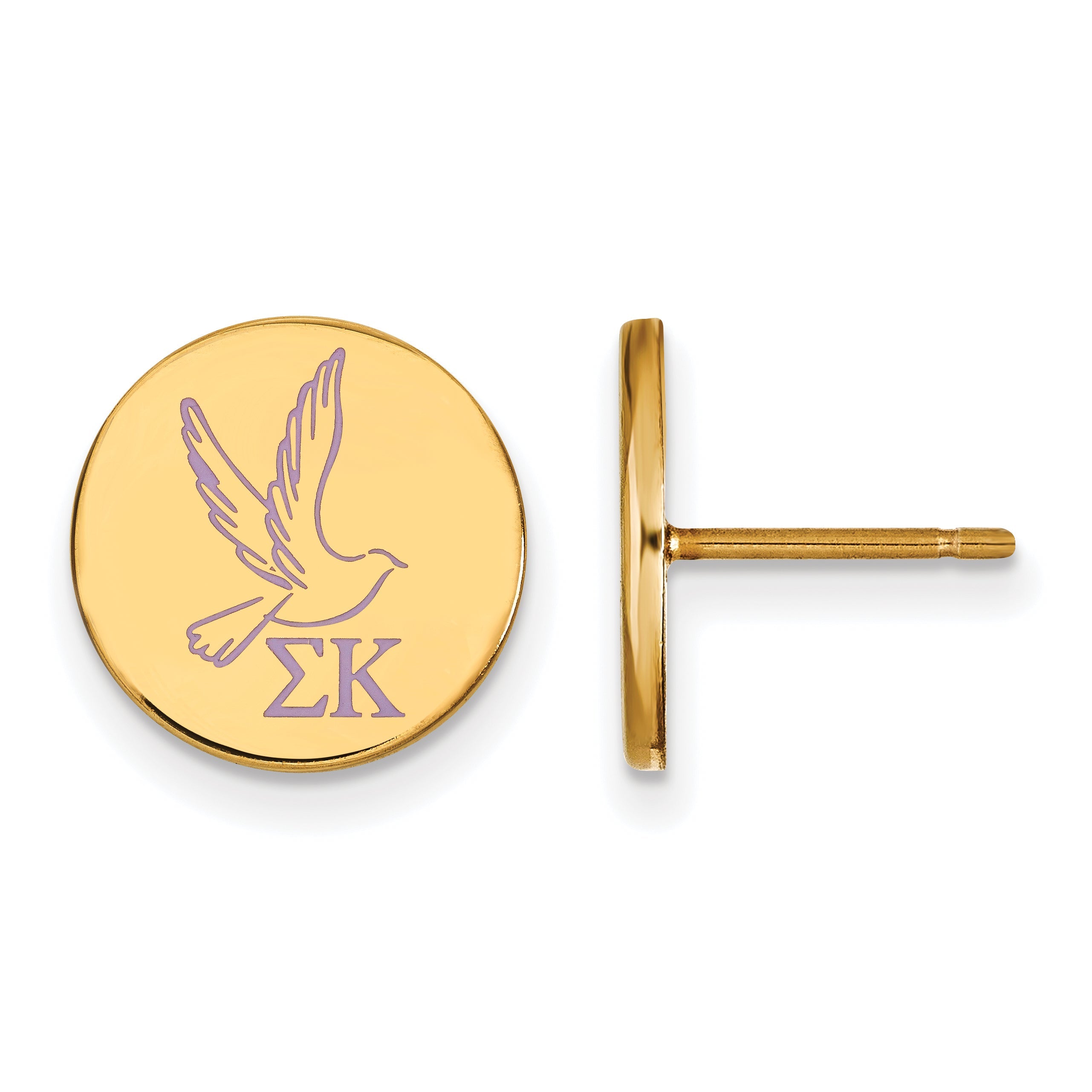 Gold Plated Sterling Silver Logoart Sigma Kappa Sorority Symbol Color Enamel Post Earrings