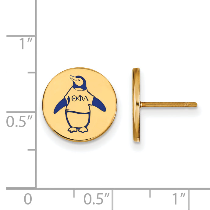 Gold Plated Sterling Silver Logoart Theta Phi Alpha Sorority Symbol Color Enamel Post Earrings