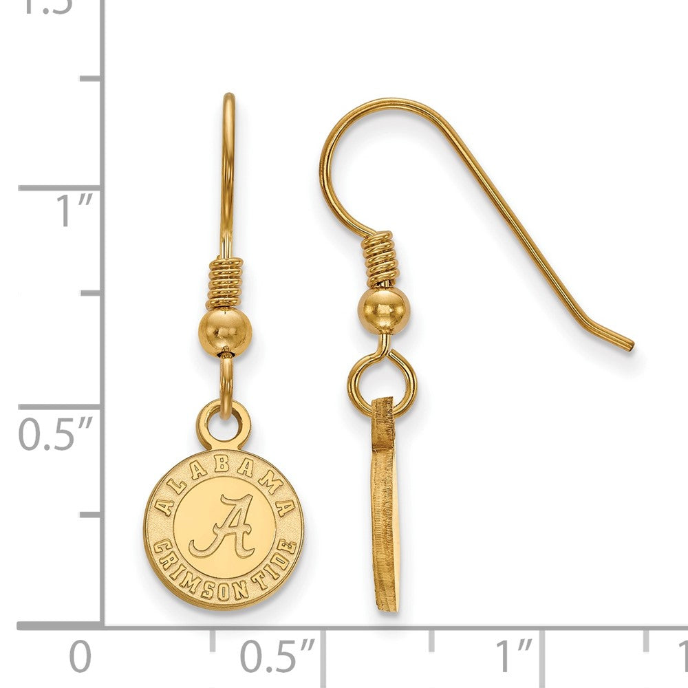 Gold Plated Sterling Silver Logoart University Of Alabama Crimson Tide Extra Small Dangle Wire Earrings
