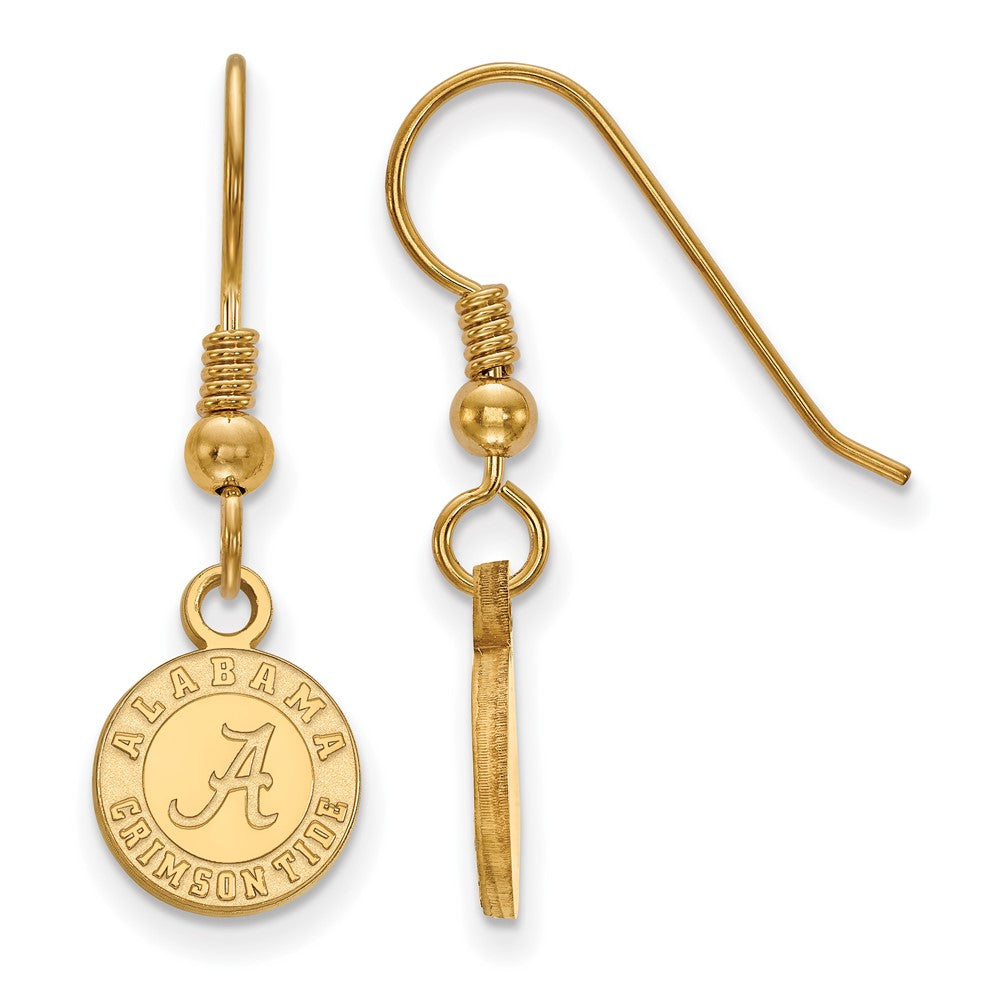 Gold Plated Sterling Silver Logoart University Of Alabama Crimson Tide Extra Small Dangle Wire Earrings