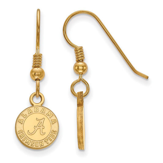 Gold Plated Sterling Silver Logoart University Of Alabama Crimson Tide Extra Small Dangle Wire Earrings