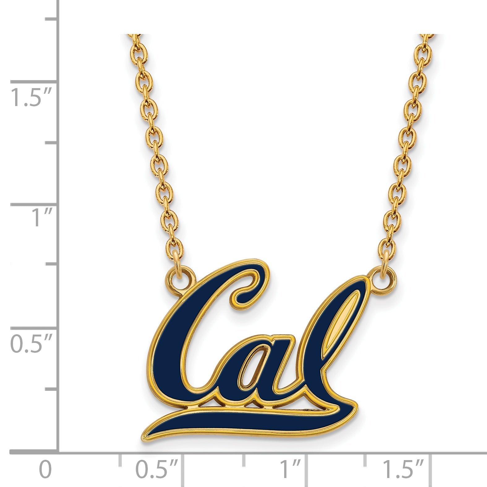 Gold Plated Sterling Silver Logoart University Of California Berkeley Large Enameled Pendant 18 Inch Necklace