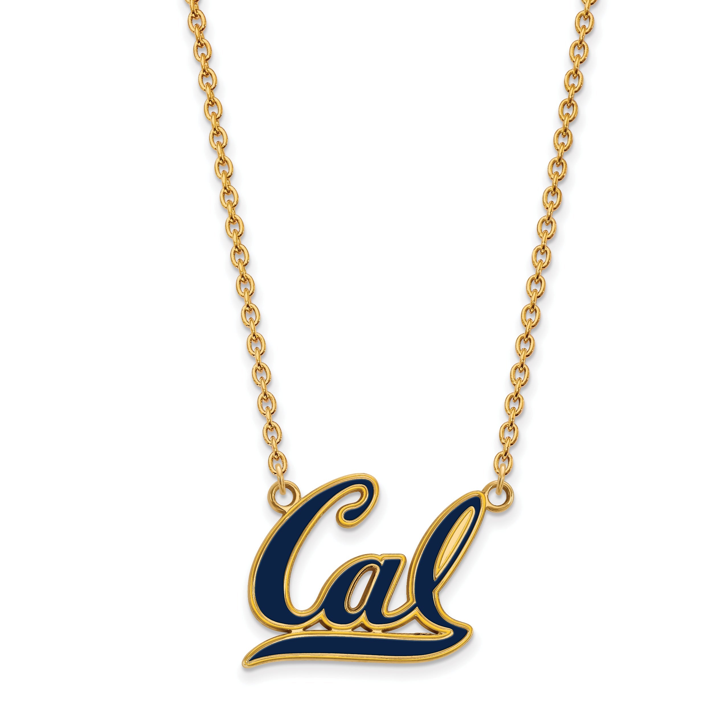 Gold Plated Sterling Silver Logoart University Of California Berkeley Large Enameled Pendant 18 Inch Necklace