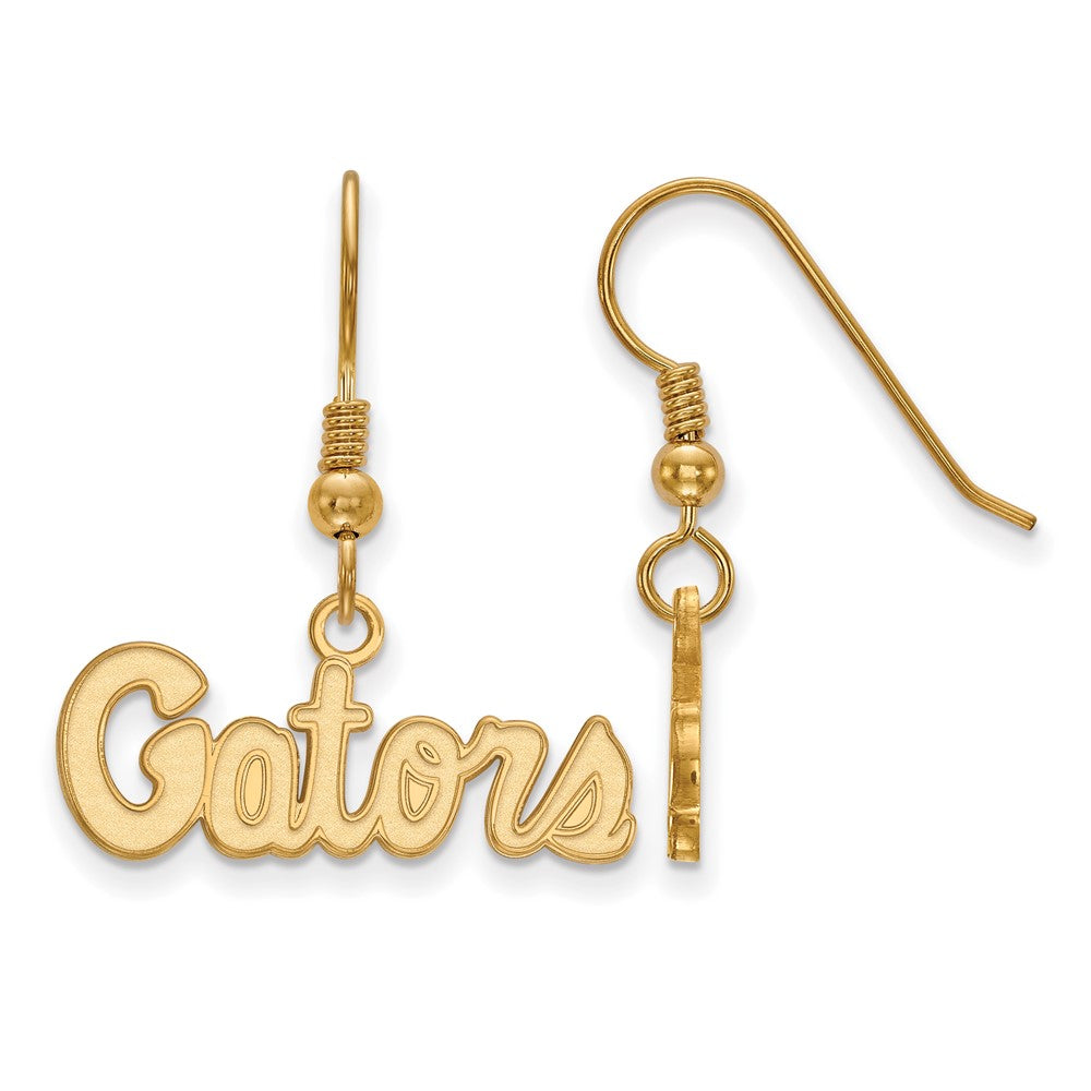 Gold Plated Sterling Silver Logoart University Of Florida Gators Script Extra Small Dangle Wire Earrings