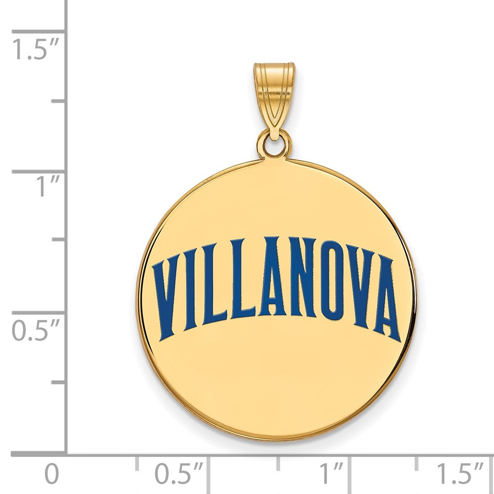 Gold Plated Sterling Silver Logoart Villanova University Extra Large Enameled Disc Pendant