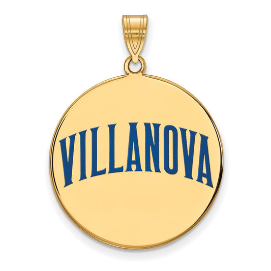 Gold Plated Sterling Silver Logoart Villanova University Extra Large Enameled Disc Pendant