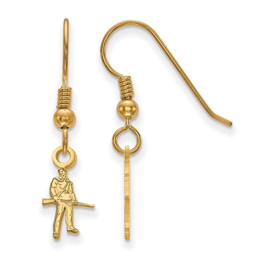 Gold Plated Sterling Silver Logoart West Virginia University Mountaineer Extra Small Dangle Wire Earrings