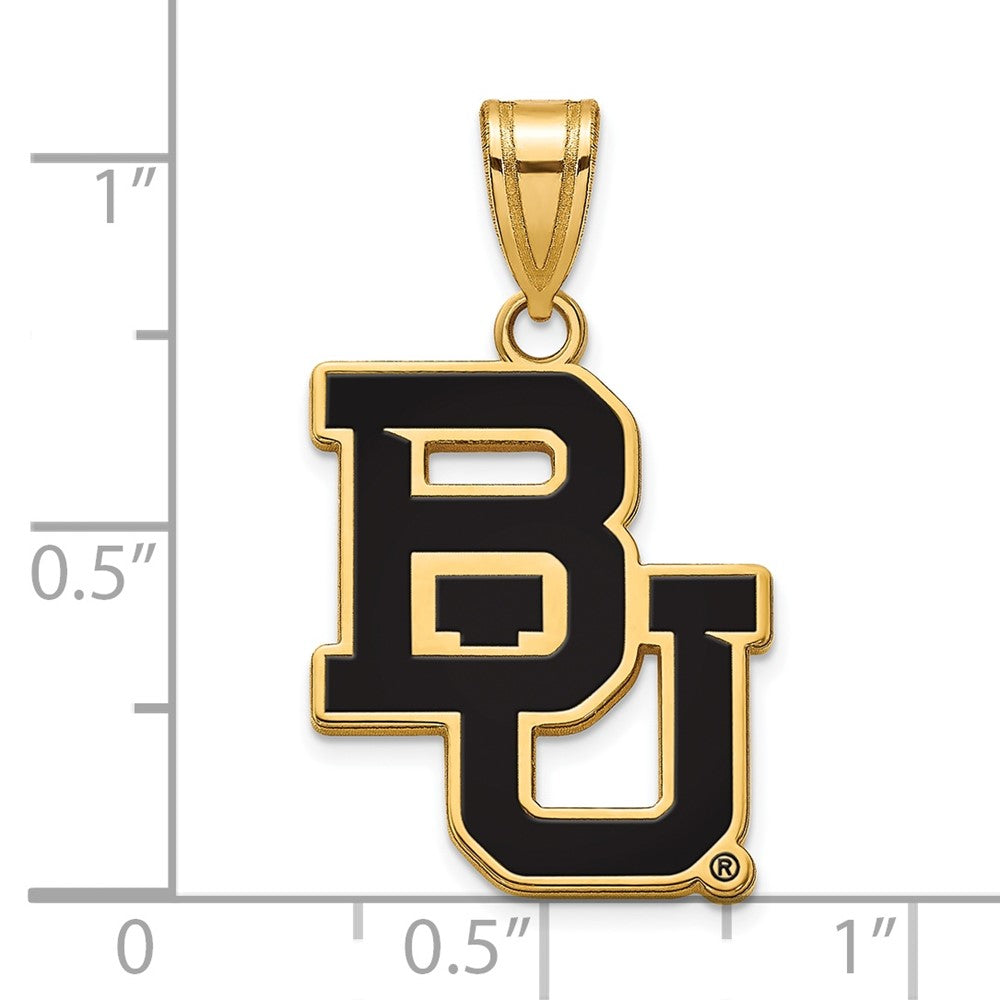 Gold Plated Sterling Silver Logoart Baylor University Bears Large Enameled Pendant