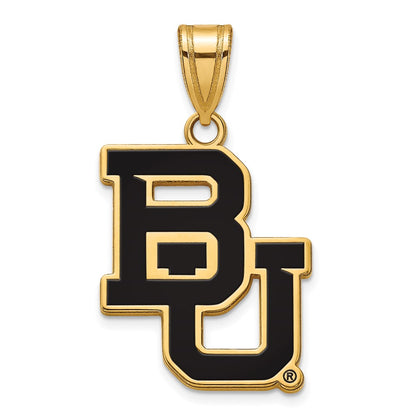 Gold Plated Sterling Silver Logoart Baylor University Bears Large Enameled Pendant