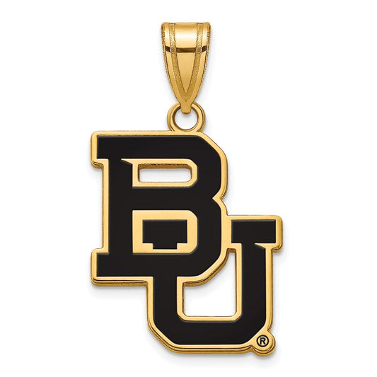 Gold Plated Sterling Silver Logoart Baylor University Bears Large Enameled Pendant