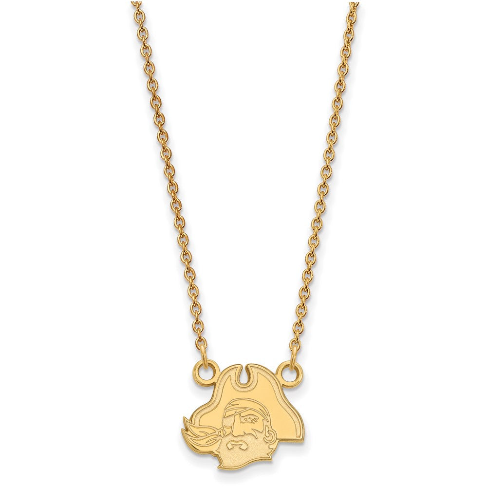 10K Yellow Gold Logoart East Carolina University Pirate Small Pendant 18 Inch Necklace