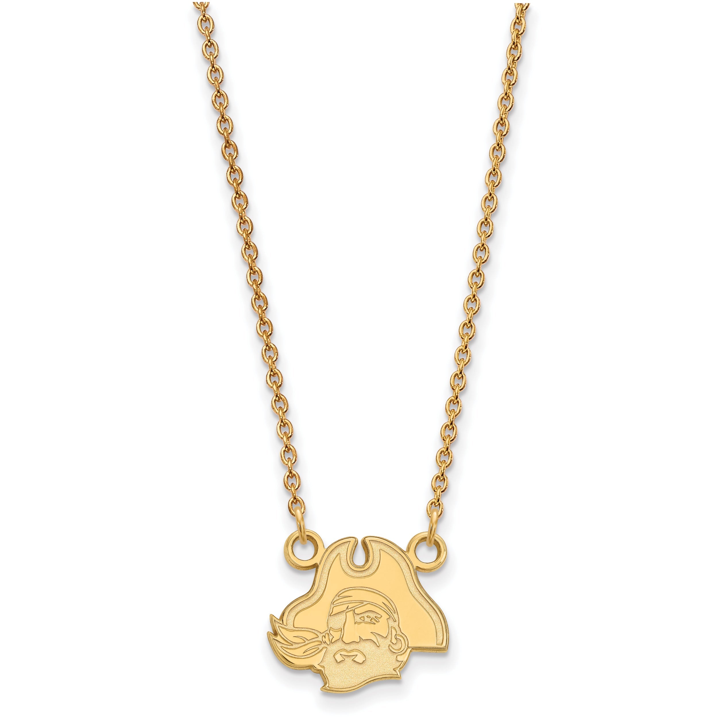 14K Yellow Gold Logoart East Carolina University Pirate Small Pendant 18 Inch Necklace
