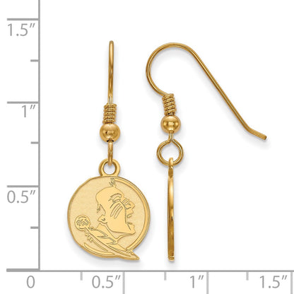 Gold Plated Sterling Silver Logoart Florida State University Seminole Small Dangle Wire Earrings