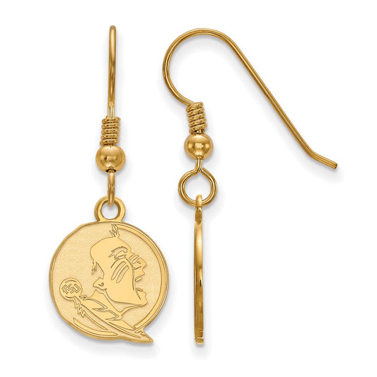 Gold Plated Sterling Silver Logoart Florida State University Seminole Small Dangle Wire Earrings