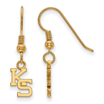 Gold Plated Sterling Silver Logoart Kansas State University K S Extra Small Dangle Wire Earrings
