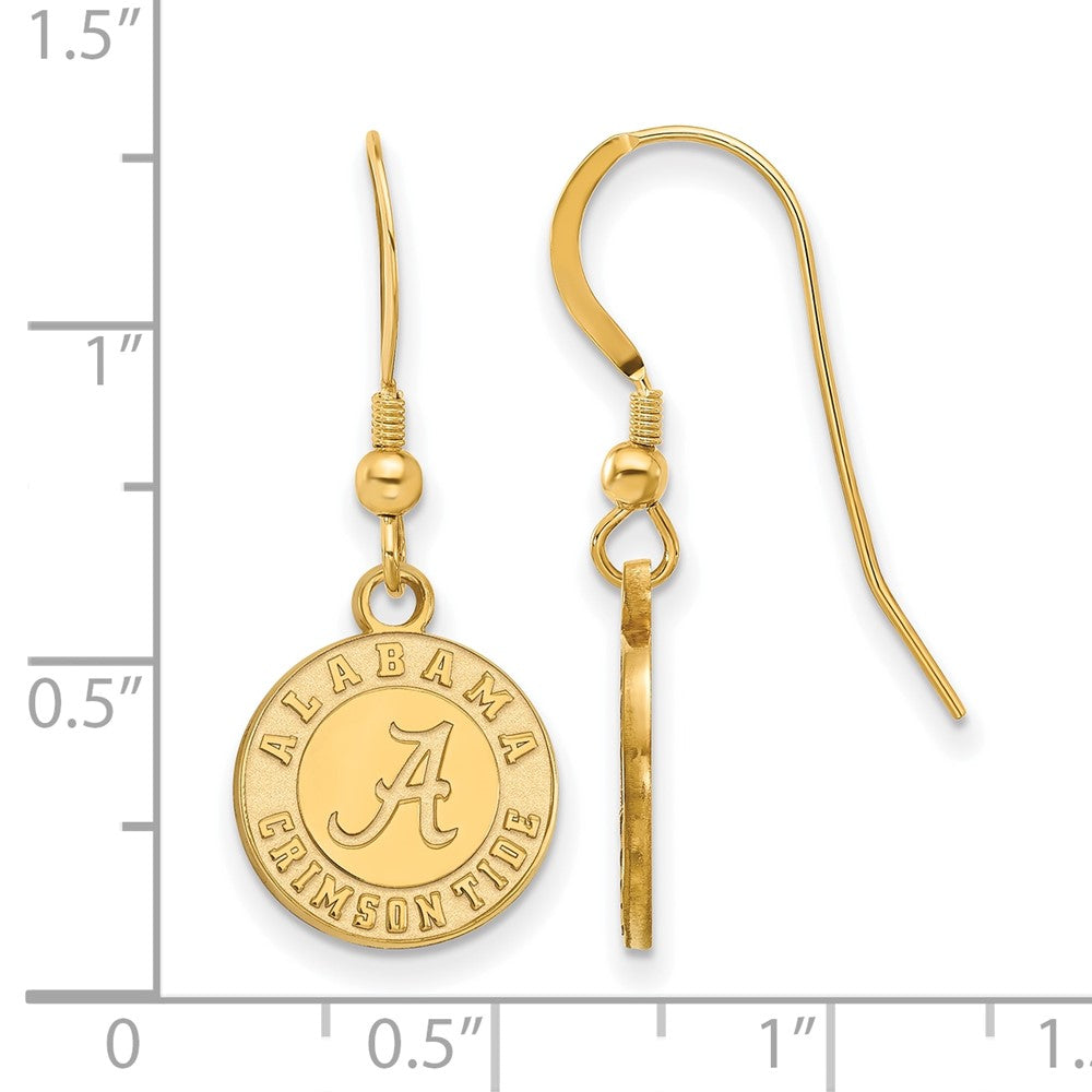 Gold Plated Sterling Silver Logoart University Of Alabama Crimson Tide Small Dangle Wire Earrings