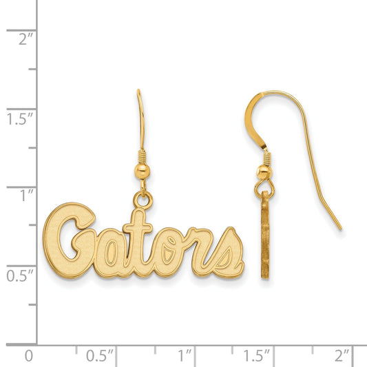Gold Plated Sterling Silver Logoart University Of Florida Gators Script Small Dangle Wire Earrings