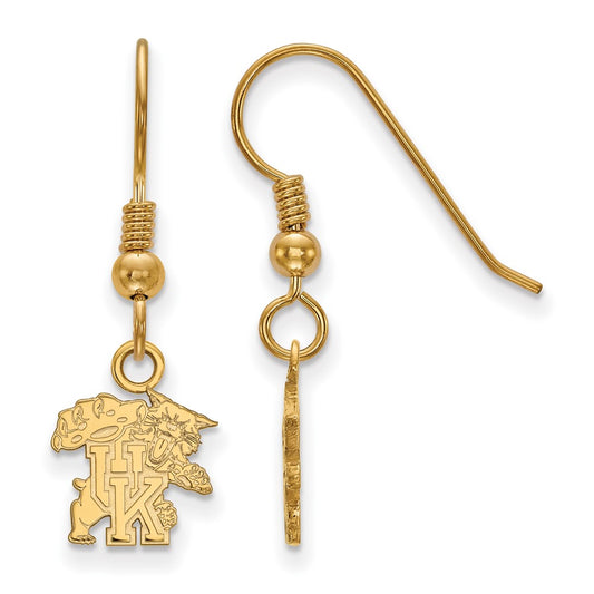 Gold Plated Sterling Silver Logoart University Of Kentucky U K Wildcat Extra Small Dangle Wire Earrings