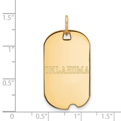 Gold Plated Sterling Silver Logoart University Of Oklahoma Small Dog Tag Pendant