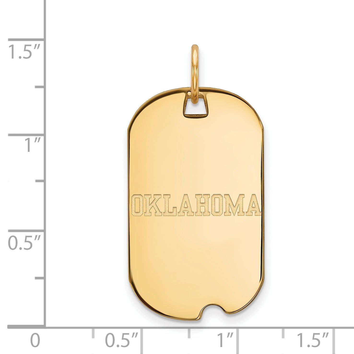 14K Yellow Gold Logoart University Of Oklahoma Small Dog Tag Pendant