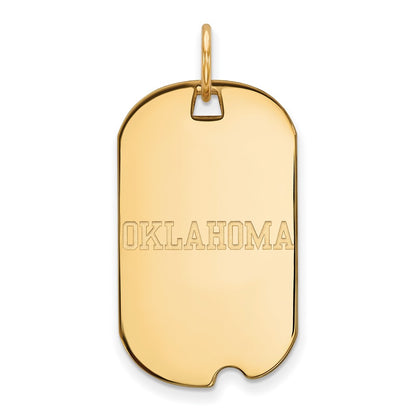 Gold Plated Sterling Silver Logoart University Of Oklahoma Small Dog Tag Pendant