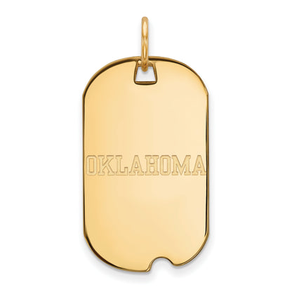 14K Yellow Gold Logoart University Of Oklahoma Small Dog Tag Pendant