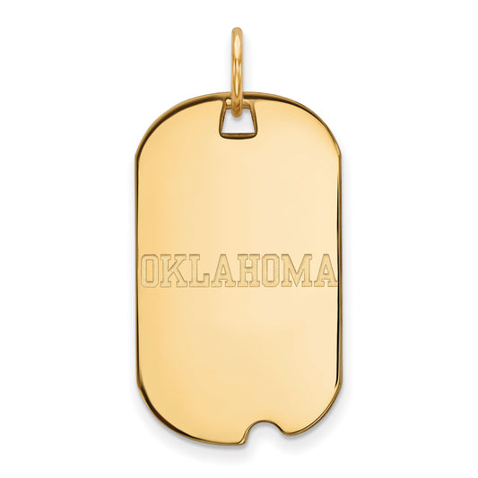 14K Yellow Gold Logoart University Of Oklahoma Small Dog Tag Pendant
