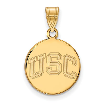14K Yellow Gold University Of Southern California U S C Medium Disc Pendant