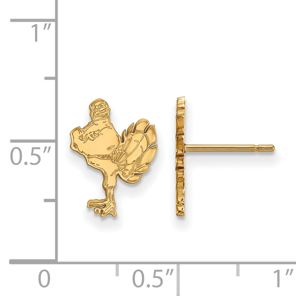 14K Yellow Gold Logoart Virginia Tech Hokiebird Small Post Earrings