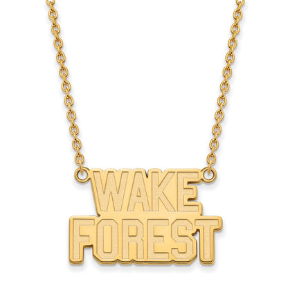 10K Yellow Gold Logoart Wake Forest University W F Deacon Large Pendant 18 Inch Necklace