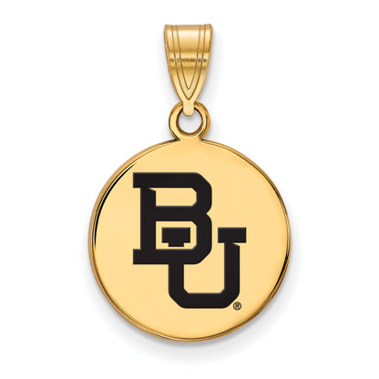 Gold Plated Sterling Silver Logoart Baylor University Bears Medium Enameled Disc Pendant